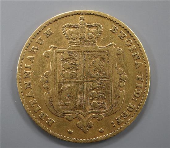 A Victorian gold half sovereign, 1853.